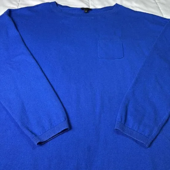 Talbots Royal Blue Round Neck Long Sleeve Lightweight Sweater w/Pocket, Size XL - Picture 2 of 10